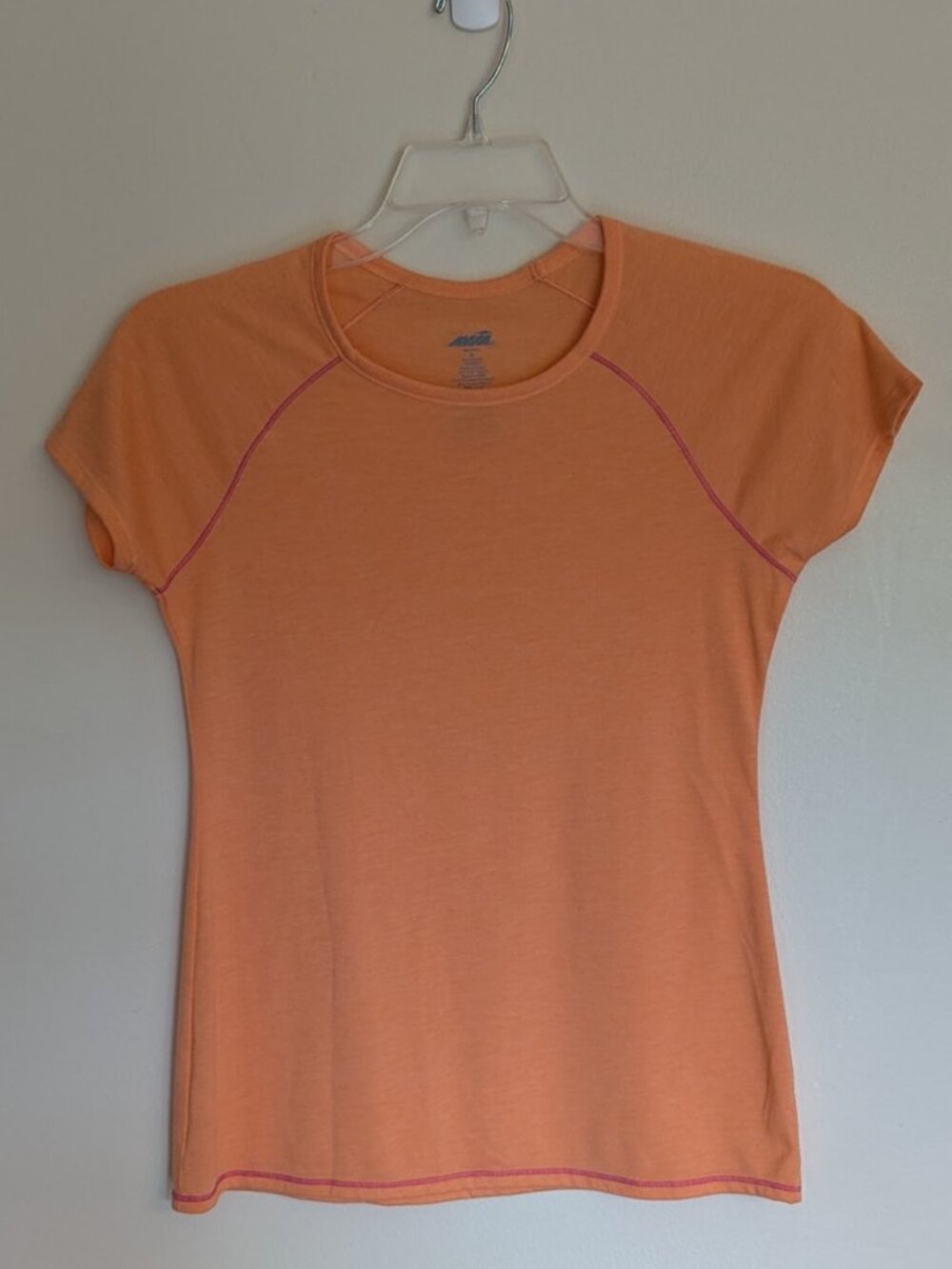 Avia Coral / Orange Fitted Cap Sleeve Scoop Neck Athletic T-shirt Top | Small